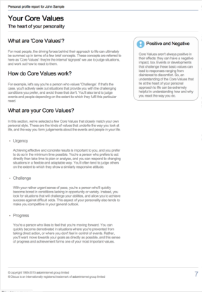 Discus Feedback Report: Your Core Values